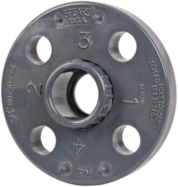Value Collection - 3/4" Pipe, 3-7/8" OD, PVC Socket Pipe Flange - Schedule 80, Gray - Eagle Tool & Supply