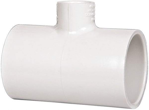 Value Collection - 1-1/2 x 1-1/2 x 1/2" PVC Plastic Pipe Reducing Tee - Schedule 40, All Slip End Connections - Eagle Tool & Supply