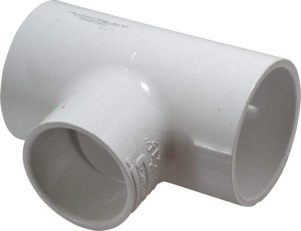 Value Collection - 2 x 2 x 1-1/2" PVC Plastic Pipe Reducing Tee - Schedule 40, All Slip End Connections - Eagle Tool & Supply