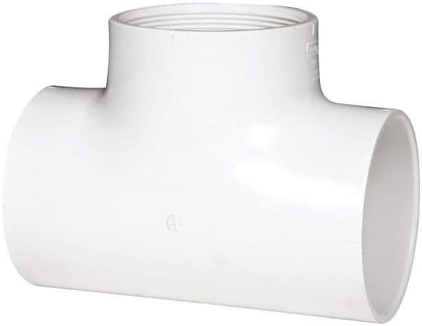 Value Collection - 4" PVC Plastic Pipe Tee - Schedule 40, Slip x FIPT End Connections - Eagle Tool & Supply