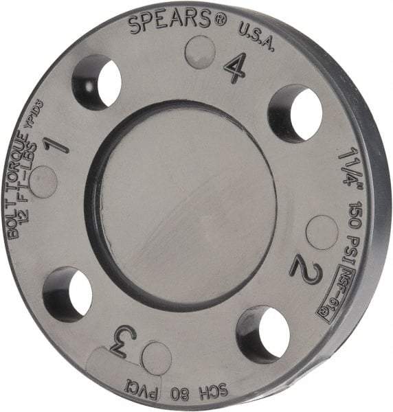 Value Collection - 1-1/4" Pipe, 4-5/8" OD, PVC Blind Pipe Flange - Schedule 80, Gray - Eagle Tool & Supply