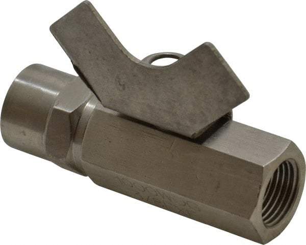 Midwest Control - 3/8" Pipe, Reduced Port, Stainless Steel Miniature Ball Valve - 2 Piece, Inline - Two Way Flow, FNPT x FNPT Ends, Butterfly Handle, 1,000 WOG, 150 WSP - Eagle Tool & Supply