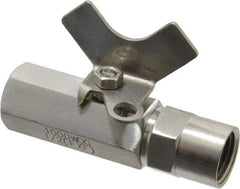 Midwest Control - 1/2" Pipe, Reduced Port, Stainless Steel Miniature Ball Valve - 2 Piece, Inline - Two Way Flow, FNPT x FNPT Ends, Butterfly Handle, 1,000 WOG, 150 WSP - Eagle Tool & Supply