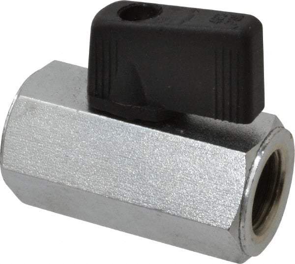 Midwest Control - 1/4" Pipe, Full Port, Brass Miniature Ball Valve - 1 Piece, Inline - Two Way Flow, FNPT x FNPT Ends, Wedge Handle, 450 WOG - Eagle Tool & Supply