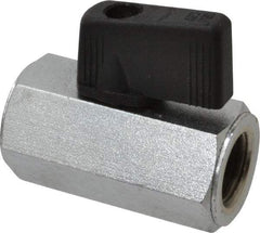 Midwest Control - 1/4" Pipe, Full Port, Brass Miniature Ball Valve - 1 Piece, Inline - Two Way Flow, FNPT x FNPT Ends, Wedge Handle, 450 WOG - Eagle Tool & Supply