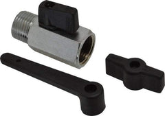 Midwest Control - 1/2" Pipe, Standard Port, Brass Miniature Ball Valve - 1 Piece, Inline - Two Way Flow, MNPT x FNPT Ends, Wedge Handle, 450 WOG - Eagle Tool & Supply