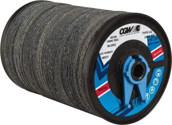 Camel Grinding Wheels - 4-1/2" Diam 7/8" Hole 60 Grit Fiber Disc - Medium Grade, Zirconia Alumina, 13,300 Max RPM - Eagle Tool & Supply