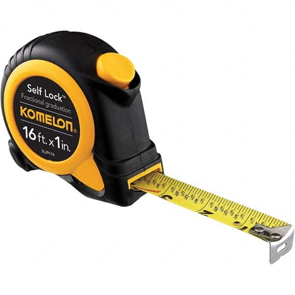 Komelon - 16' x 1" Yellow Blade Tape Measure - Eagle Tool & Supply