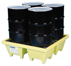 Enpac - 83 Gal Sump, 6,000 Lb Capacity, 4 Drum, Plastic Spill Deck or Pallet - 50" Long x 50" Wide x 13.43" High, Yellow, Liftable Fork, Vertical, 2 x 2 Drum Configuration - Eagle Tool & Supply