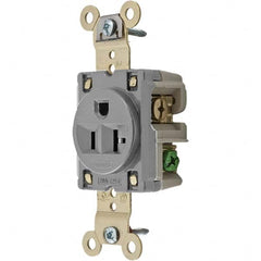 Hubbell Wiring Device-Kellems - 125V 20A NEMA 5-20R Industrial Grade Gray Straight Blade Single Receptacle - Eagle Tool & Supply