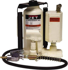 Jet - 12 Ton Capacity Hydraulic Bottle Jack - 9.65" to 18.7" High, 3-1/8" Screw Length, 8.27" Long x 6.3" Wide Base - Eagle Tool & Supply