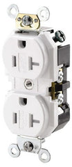 Leviton - 125 VAC 20A NEMA 5-20R Specification Grade White Straight Blade Duplex Receptacle - Eagle Tool & Supply