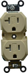 Leviton - 125 VAC, 20 Amp, 5-20R NEMA Configuration, Ivory, Specification Grade, Self Grounding Duplex Receptacle - 1 Phase, 2 Poles, 3 Wire, Flush Mount, Tamper Resistant - Eagle Tool & Supply