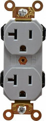 Leviton - 125 VAC, 20 Amp, 5-20R NEMA Configuration, Gray, Industrial Grade, Self Grounding Duplex Receptacle - 1 Phase, 2 Poles, 3 Wire, Flush Mount, Impact and Tamper Resistant - Eagle Tool & Supply