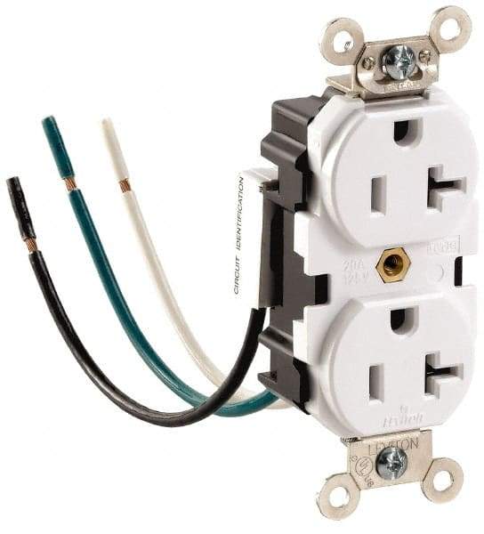 Leviton - 125 VAC, 15 Amp, 5-15R NEMA Configuration, Gray, Hospital Grade, Self Grounding Duplex Receptacle - 1 Phase, 2 Poles, 3 Wire, Flush Mount, Impact and Tamper Resistant - Eagle Tool & Supply