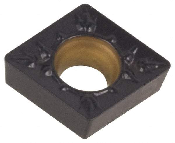 Kennametal - CCMT32.53 MP Grade KCM25 Carbide Turning Insert - TiN/TiCN/Al2O3 Finish, 80° Diamond, 3/8" Inscr Circle, 5/32" Thick, 3/64" Corner Radius - Eagle Tool & Supply