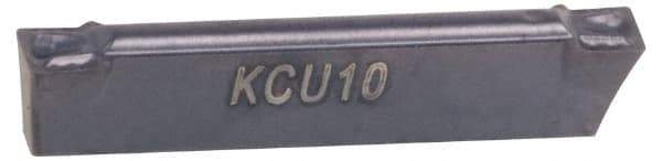 Kennametal - 0605A4G GUP Grade KCU25, 6.05mm Cutting Width Carbide Grooving Insert - 4.5mm Max Depth of Cut, Neutral, 0.4mm Corner Radius, AlTiN Finish - Eagle Tool & Supply