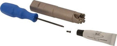 Iscar - 30° Lead Angle, 1" Max Cut Diam, 0.63" Min Cut Diam, 0.08" Max Depth of Cut, Indexable Chamfer and Angle End Mill - 3 Inserts, H600 WXCU 05 Insert Style, 5" Overall Length, Through Coolant, Straight Shank - Eagle Tool & Supply
