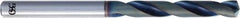OSG - 19/64" 140° Solid Carbide Jobber Drill - WD1 Finish, Right Hand Cut, Spiral Flute, Straight Shank, 91mm OAL, Proprietary Point - Eagle Tool & Supply