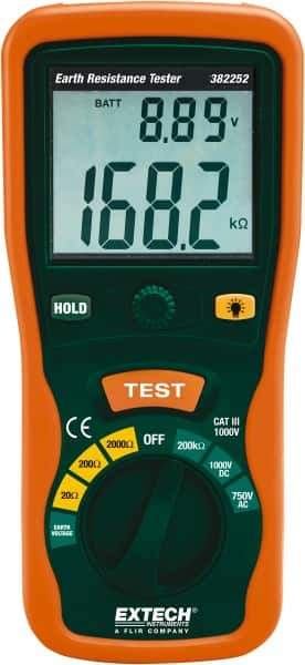 Extech - LCD Display Earth Ground Resistance Tester - AA Battery - Eagle Tool & Supply