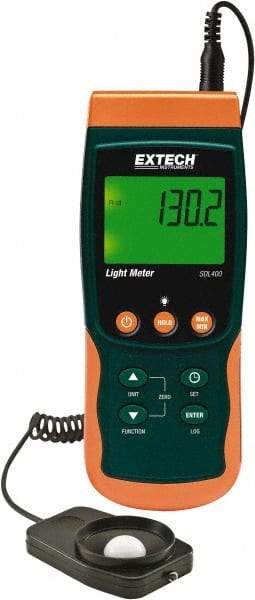 Extech - AA Batteries, 200 to 10,000 FC, LCD Display, Silicone Photodiode Light Meter - 4 Accuracy, Compatible with All Visible Light Lighting, SD Card - Eagle Tool & Supply