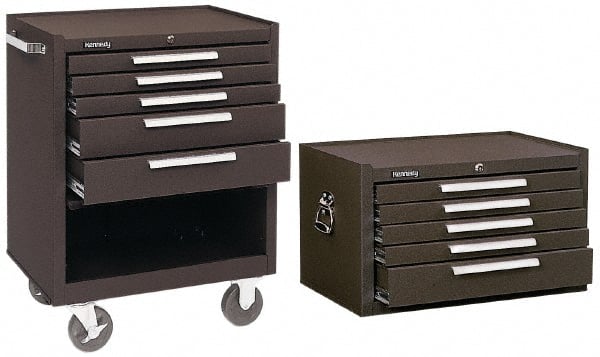 Kennedy - 5 Drawer, 2 Piece, Brown Steel Roller Cabinet Combo - Eagle Tool & Supply