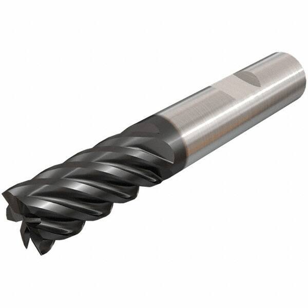 Iscar - 12mm, 25mm LOC, 12mm Shank Diam, 83mm OAL, 6 Flute, Solid Carbide Square End Mill - Single End, TiAlN Finish, Spiral Flute, 45° Helix, Right Hand Cut, Right Hand Flute - Eagle Tool & Supply