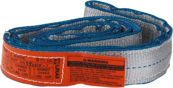 Lift-All - 4' Long x 2" Wide, 12,400 Lb Vertical Capacity, 2 Ply, Nylon Web Sling - 9,900 Lb Choker Capacity - Eagle Tool & Supply