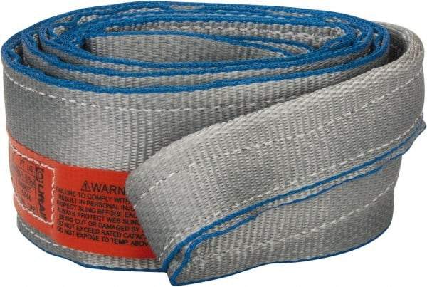 Lift-All - 8' Long x 4" Wide, 11,500 Lb Vertical Capacity, 2 Ply, Polyester Web Sling - 9,200 Lb Choker Capacity - Eagle Tool & Supply