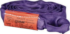 Lift-All - 4' Long x 1" Wide, 2,600 Lb Vertical Capacity, Polyester Web Sling - 2,100 Lb Choker Capacity, 5/8" Diam Chain, Purple - Eagle Tool & Supply
