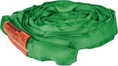 Lift-All - 8' Long x 1-3/8" Wide, Polyester Web Sling - 4,200 Lb Choker Capacity, 7/8" Diam Chain, Green - Eagle Tool & Supply