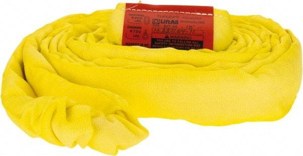 Lift-All - 10' Long x 1-3/4" Wide, Polyester Web Sling - 6,700 Lb Choker Capacity, 1-1/8" Diam Chain, Yellow - Eagle Tool & Supply