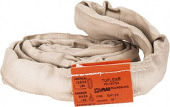 Lift-All - 4' Long x 4" Wide, Polyester Web Sling - 8,500 Lb Choker Capacity, 1-1/8" Diam Chain, Tan - Eagle Tool & Supply