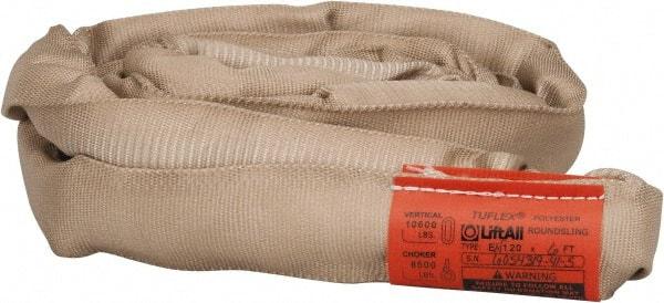 Lift-All - 6' Long x 1-7/8" Wide, Polyester Web Sling - 8,500 Lb Choker Capacity, 1-1/8" Diam Chain, Tan - Eagle Tool & Supply