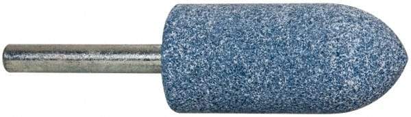 Tru-Maxx - 7/8" Head Diam x 2" Thickness, A11, Pointed Tree End, Aluminum Oxide Mounted Point - Blue, Medium Grade, 60 Grit, 25,420 RPM - Eagle Tool & Supply