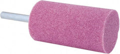 Tru-Maxx - 1-1/4" Head Diam x 2-1/2" Thickness, W233, Cylinder End, Aluminum Oxide Mounted Point - Pink, Medium Grade, 60 Grit, 14,250 RPM - Eagle Tool & Supply