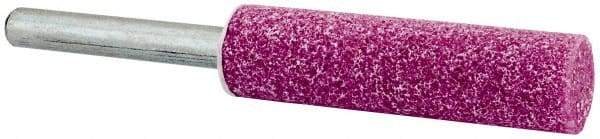 Tru-Maxx - 1/2" Head Diam x 2" Thickness, W189, Cylinder End, Aluminum Oxide Mounted Point - Pink, Medium Grade, 60 Grit, 26,830 RPM - Eagle Tool & Supply