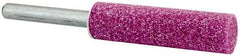 Tru-Maxx - 1/2" Head Diam x 2" Thickness, W189, Cylinder End, Aluminum Oxide Mounted Point - Pink, Medium Grade, 60 Grit, 26,830 RPM - Eagle Tool & Supply