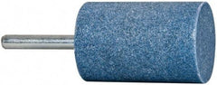 Tru-Maxx - 1-1/4" Head Diam x 2" Thickness, W232, Cylinder End, Aluminum Oxide Mounted Point - Blue, Medium Grade, 60 Grit, 14,250 RPM - Eagle Tool & Supply