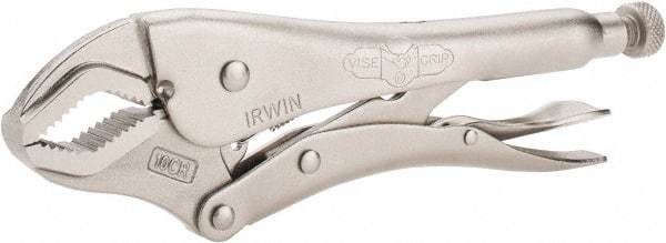 Irwin - 10" OAL Curved Jaw Locking Pliers - 3/4" Jaw Width, 2-1/4" Jaw Depth, 1-7/8" Jaw Opening, Standard Handle - Eagle Tool & Supply