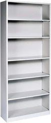 Hon - 6 Shelf, 81-1/8" High x 34-1/2" Wide Bookcase - 15-5/8" Deep, Steel, Light Gray - Eagle Tool & Supply