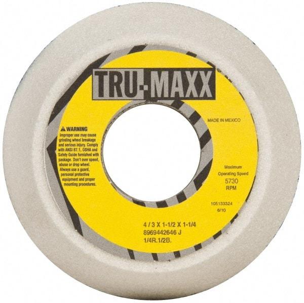 Tru-Maxx - 4" Diam, 1-1/4" Hole Size, 1-1/2" Overall Thickness, 46 Grit, Type 11 Tool & Cutter Grinding Wheel - Coarse Grade, Aluminum Oxide, J Hardness, 5,730 RPM - Eagle Tool & Supply