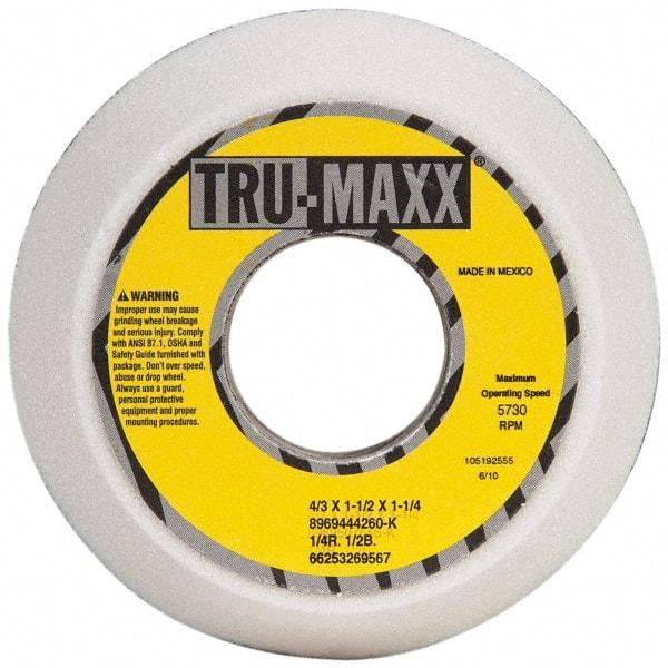 Tru-Maxx - 4" Diam, 1-1/4" Hole Size, 1-1/2" Overall Thickness, 60 Grit, Type 11 Tool & Cutter Grinding Wheel - Medium Grade, Aluminum Oxide, K Hardness, 5,730 RPM - Eagle Tool & Supply
