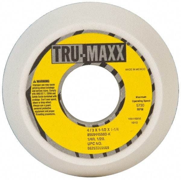 Tru-Maxx - 4" Diam, 1-1/4" Hole Size, 1-1/2" Overall Thickness, 80 Grit, Type 11 Tool & Cutter Grinding Wheel - Medium Grade, Aluminum Oxide, K Hardness, 5,730 RPM - Eagle Tool & Supply
