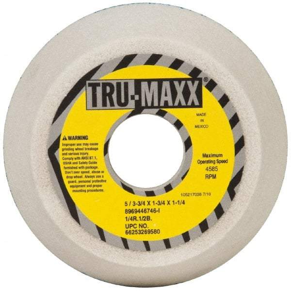 Tru-Maxx - 5" Diam, 1-3/4" Hole Size, 1-3/4" Overall Thickness, 46 Grit, Type 11 Tool & Cutter Grinding Wheel - Coarse Grade, Aluminum Oxide, I Hardness, 4,585 RPM - Eagle Tool & Supply