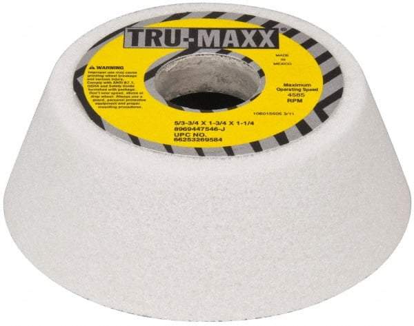 Tru-Maxx - 5" Diam, 1-3/4" Hole Size, 1-3/4" Overall Thickness, 46 Grit, Type 11 Tool & Cutter Grinding Wheel - Coarse Grade, Aluminum Oxide, J Hardness, 4,585 RPM - Eagle Tool & Supply