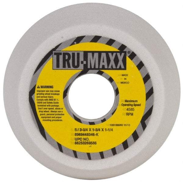 Tru-Maxx - 5" Diam, 1-3/4" Hole Size, 1-3/4" Overall Thickness, 46 Grit, Type 11 Tool & Cutter Grinding Wheel - Coarse Grade, Aluminum Oxide, K Hardness, 4,585 RPM - Eagle Tool & Supply