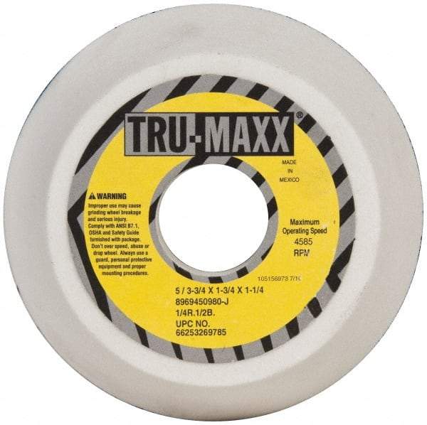 Tru-Maxx - 5" Diam, 1-3/4" Hole Size, 1-3/4" Overall Thickness, 80 Grit, Type 11 Tool & Cutter Grinding Wheel - Medium Grade, Aluminum Oxide, J Hardness, 4,585 RPM - Eagle Tool & Supply