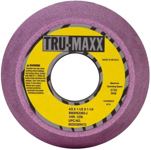 Tru-Maxx - 4" Diam, 1-1/4" Hole Size, 1-3/4" Overall Thickness, 60 Grit, Type 11 Tool & Cutter Grinding Wheel - Medium Grade, Aluminum Oxide, J Hardness, 5,730 RPM - Eagle Tool & Supply