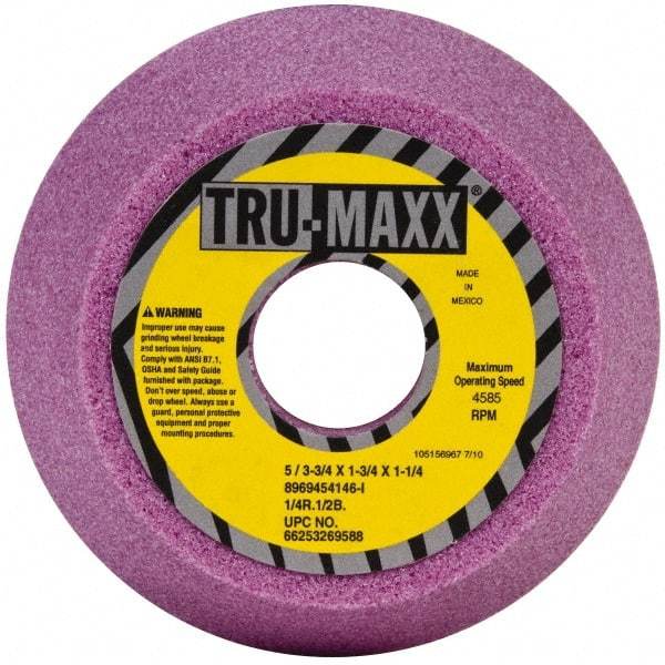 Tru-Maxx - 5" Diam, 1-1/4" Hole Size, 1-3/4" Overall Thickness, 46 Grit, Type 11 Tool & Cutter Grinding Wheel - Coarse Grade, Aluminum Oxide, I Hardness, 4,585 RPM - Eagle Tool & Supply
